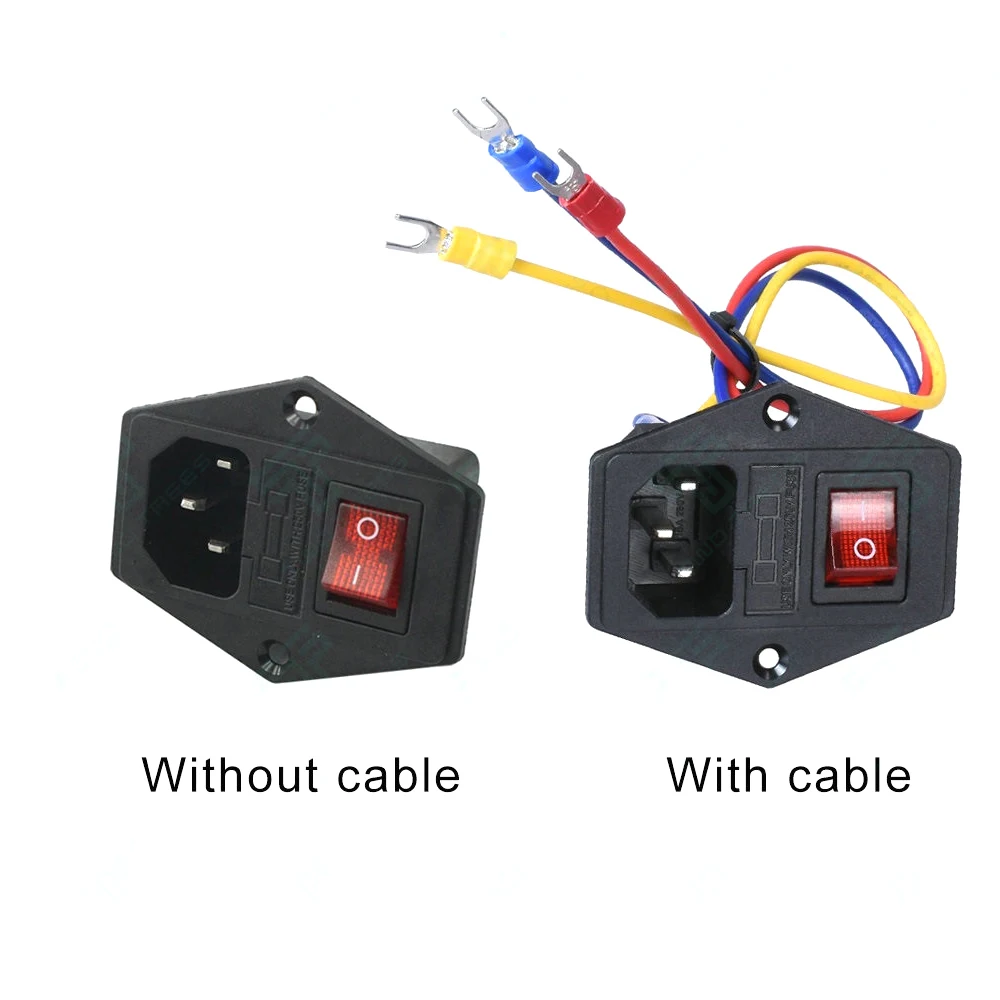 15A 220V/110V Rocker Switch AC Power Socket Plug Connector, Universal Durable Repair Replacement Spare Parts for 3D Printer