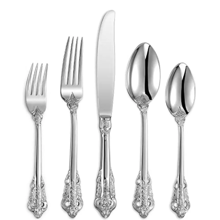 

Роскошный набор столовых приборов из 20 предметов из нержавеющей стали 18/10 на 4 персоны, посеребренный с золотыми акцентами, высококачественный столовый набор, можно мыть в посудомоечной машине, S