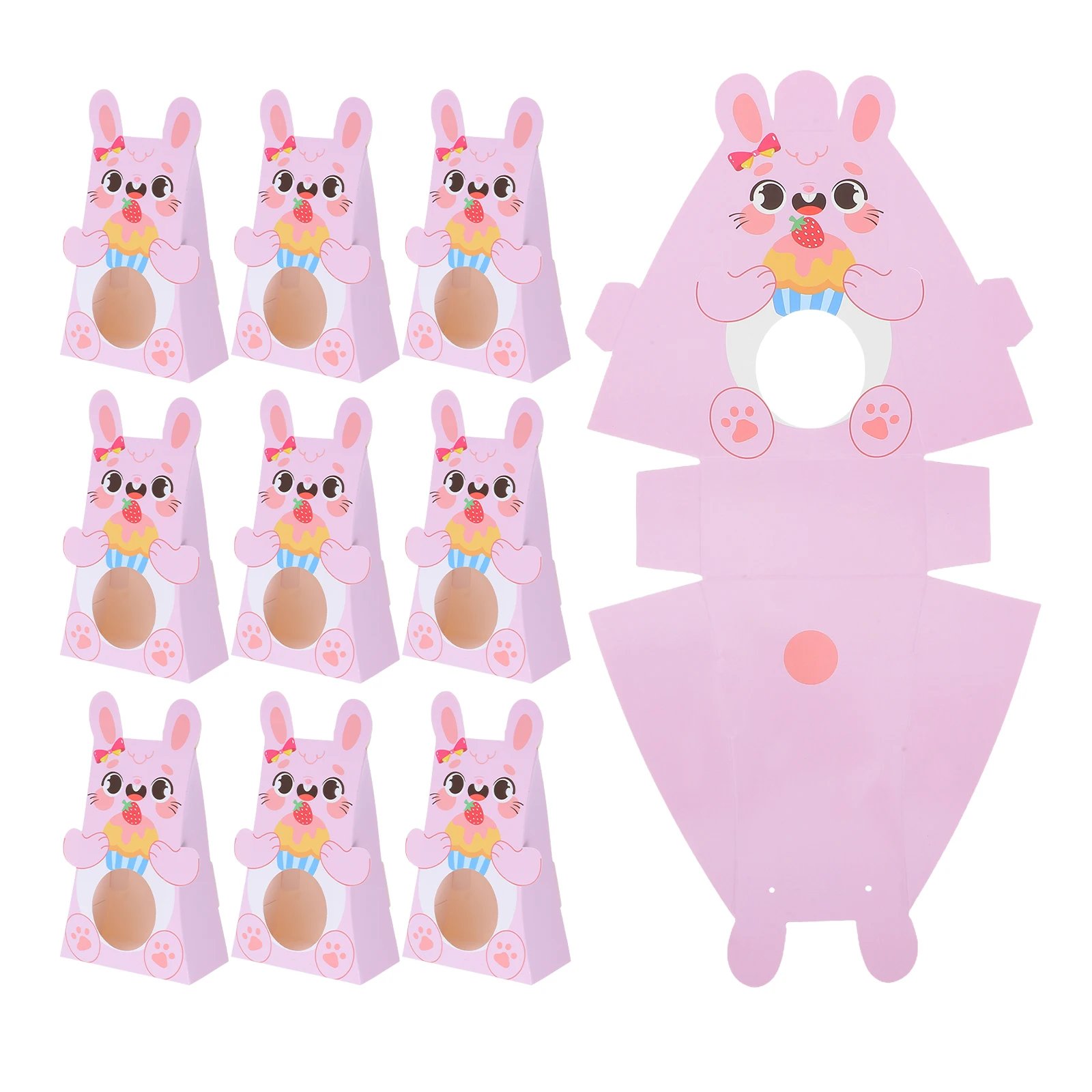 

10 Pcs Easter Candy Box Hollow Bunny Design Visible Treat Boxes for Kids Gift Packaging Spring Party Favor Containers