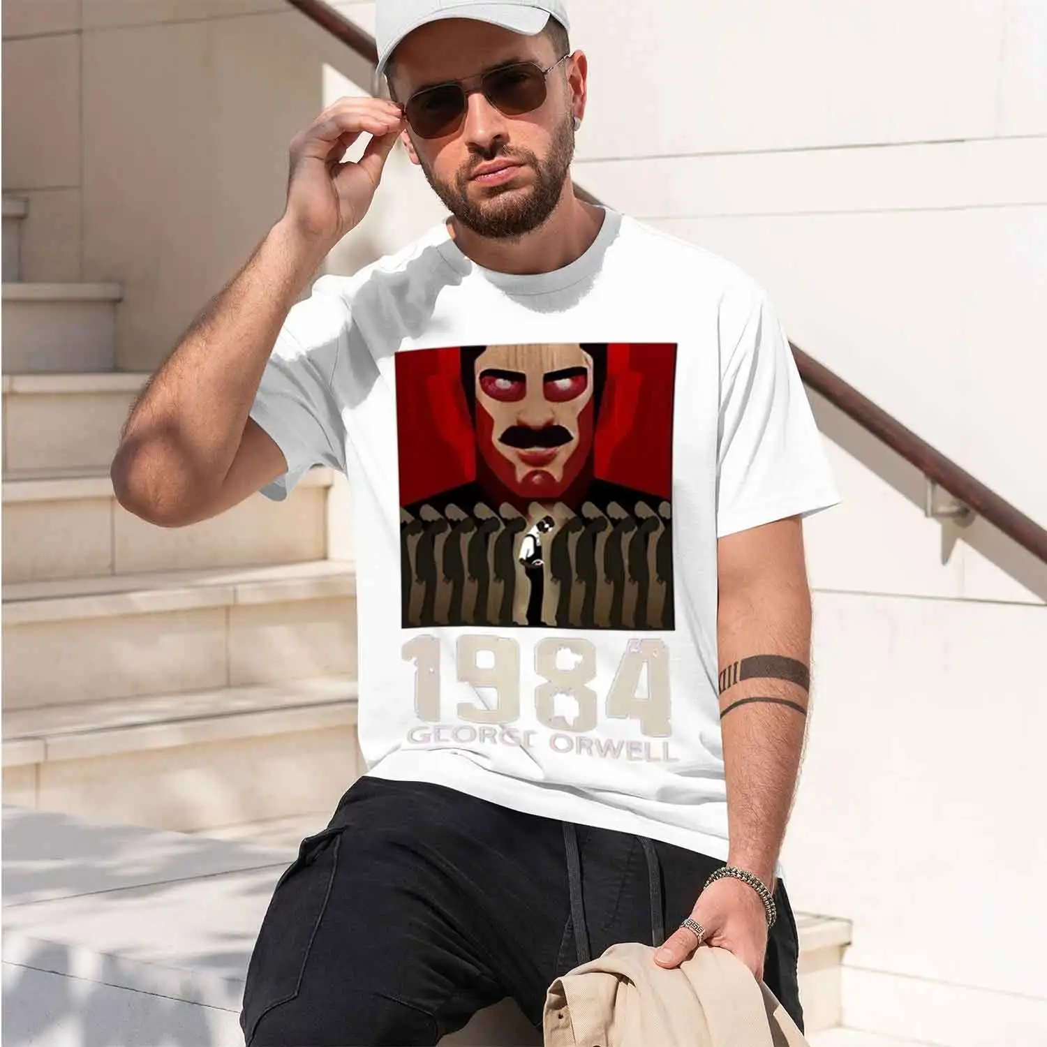 Men's Vintage 1984 George Orwell Printed T-shirt Summer Men's Harajuku Casual Fashion Vintage 2026 New Model Men’s Short-sleeve