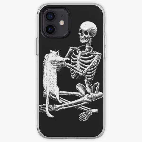 Halloween Skeleton And Cat Iphone Tough  Phone Case Customizable for iPhone X XS XR Max 6 6S 7 8 Plus 11 12 13 14 Pro Max Mini