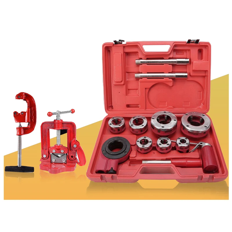 Parafuso Durável Threading Machine Máquina de Rosqueamento Manual Tubulação de Água Dobradiça Twist Plate Die Kit Pontos 12 em