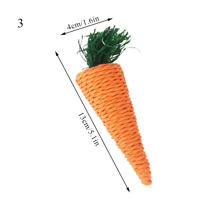 Juguete masticable de conejo y hámster para morder, bolas tejidas de zanahoria de maíz para Limpieza de dientes, juguetes molares de rábano,