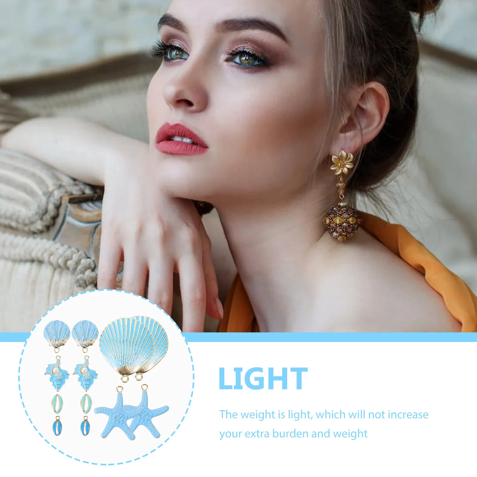 

1Set Sea Star Shell Charms Circle Earring Jewelry Making Pendants DIY Accessories Necklace Bracelet Keychain Decorative Craft