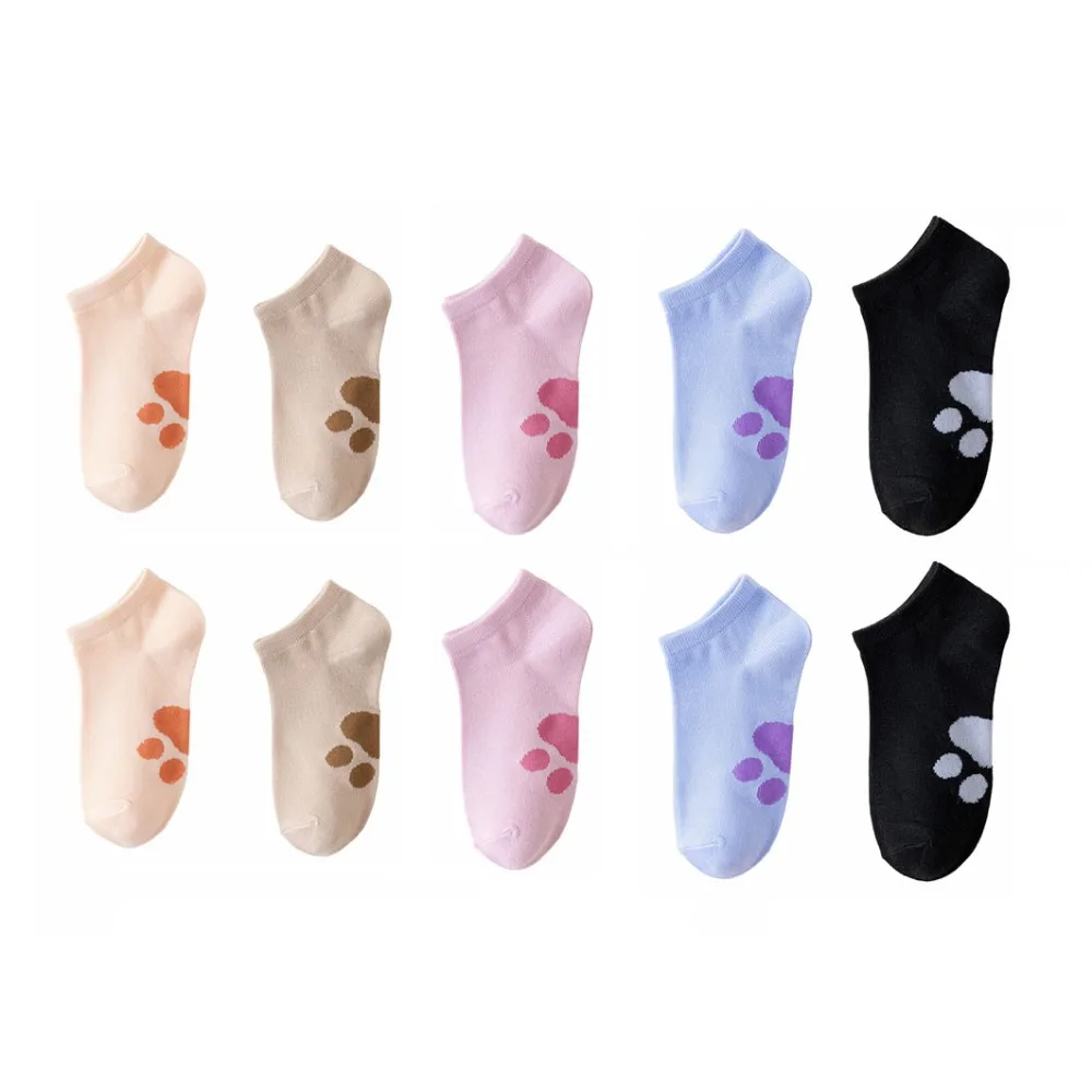 

10Pairs Sweet Bear Claw Cartoon Short Socks Breathable Elastic Boat Socks Women Hosiery Patchwork Ankle Tube Socks Sport