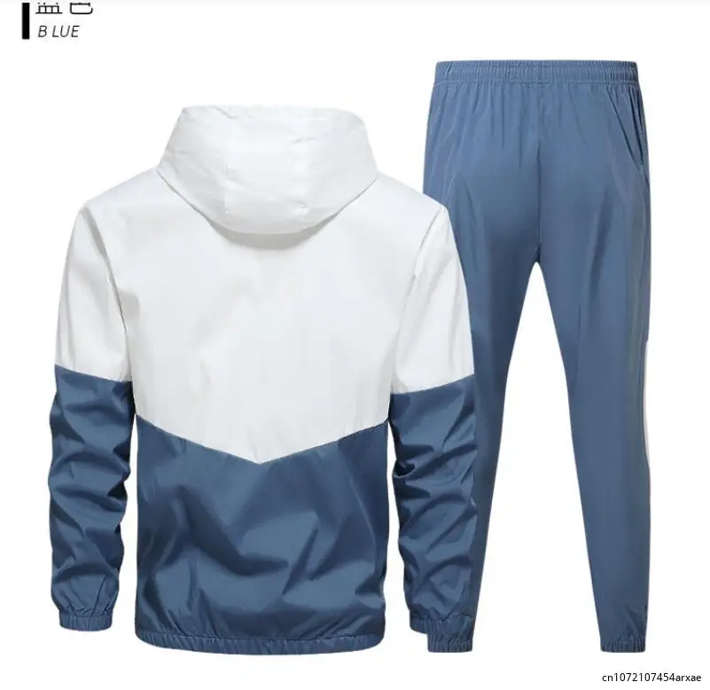 Conjunto de ropa deportiva para hombre, chaqueta y pantalones de retales, chándal informal, 3 colores