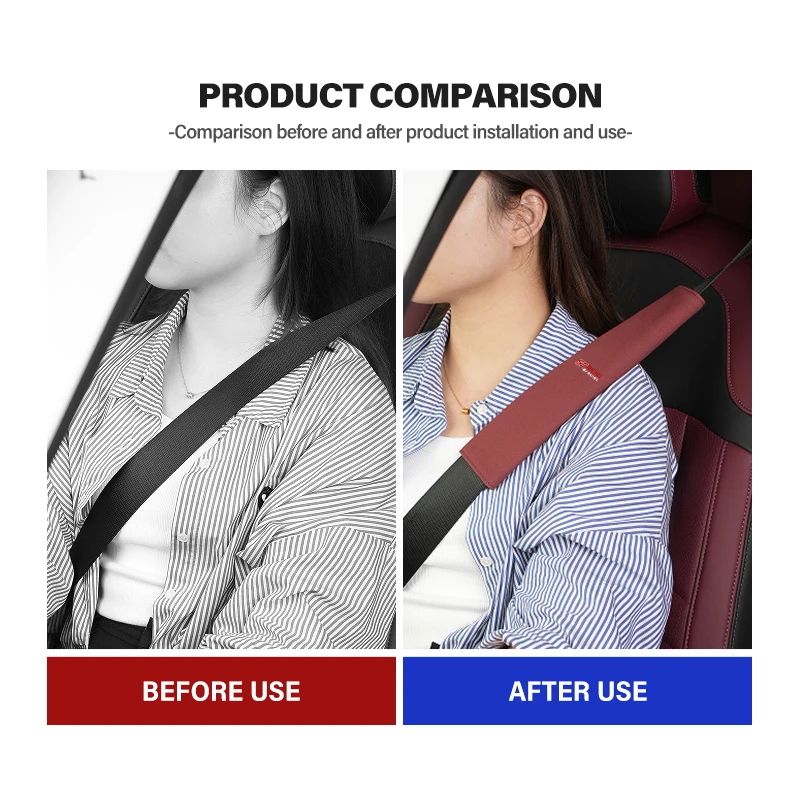 Car Safety Seat Belt Shoulder Cover Suede Protection Padding Pad For Ford ST Racing RS S Mustang Kuga Fiesta Fusion Mondeo Edge view 4