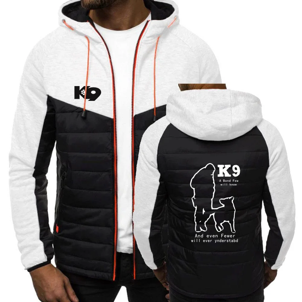 2024 Men TRAINER K9 Team K9 Unit Malinois New Printing Casual Fashion Patchwork Seven-color Cotton-padded Jacket Hooded Clothes