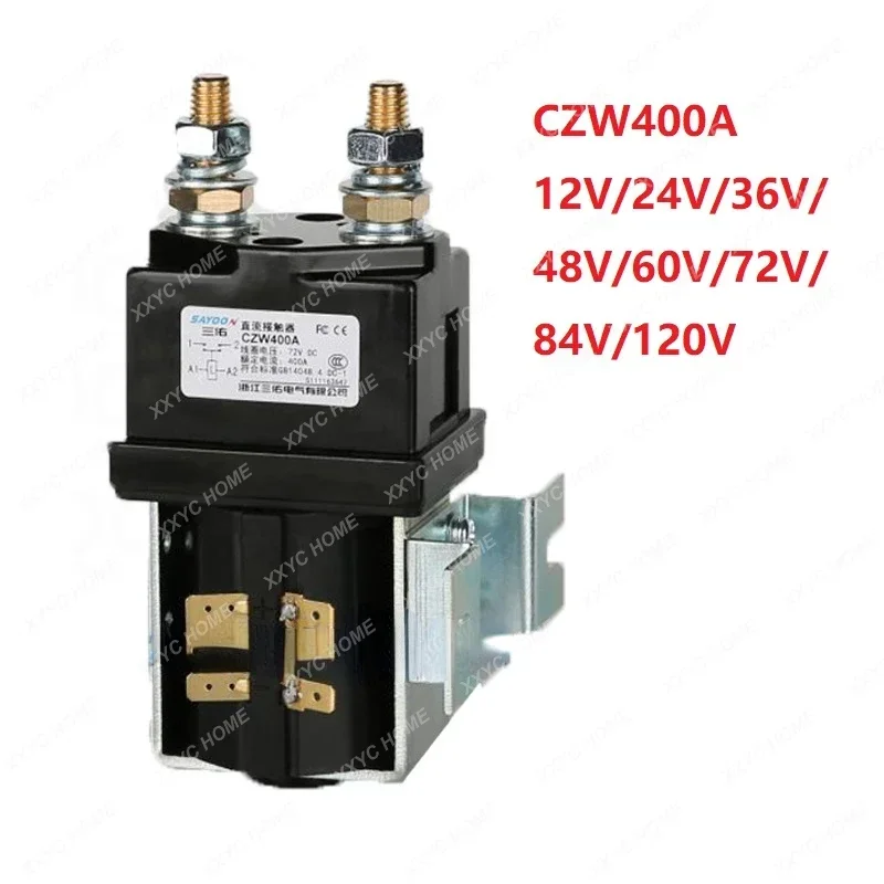 

Контактор постоянного тока CZW400A, 1NO Relay 12V 24V 36V 48V 60V 72V 84V 120V 400A для автомобиля, электрического вилочного погрузчика, грузовика, корабля, батарея