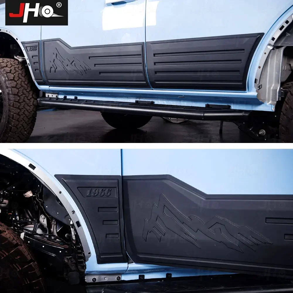 JHO แถบแผงข้างประตูรถ6ชิ้นสีดำสำหรับ2.3T/2.7T/3.0T Ford bronco 2022 2023อุปกรณ์เสริม2024