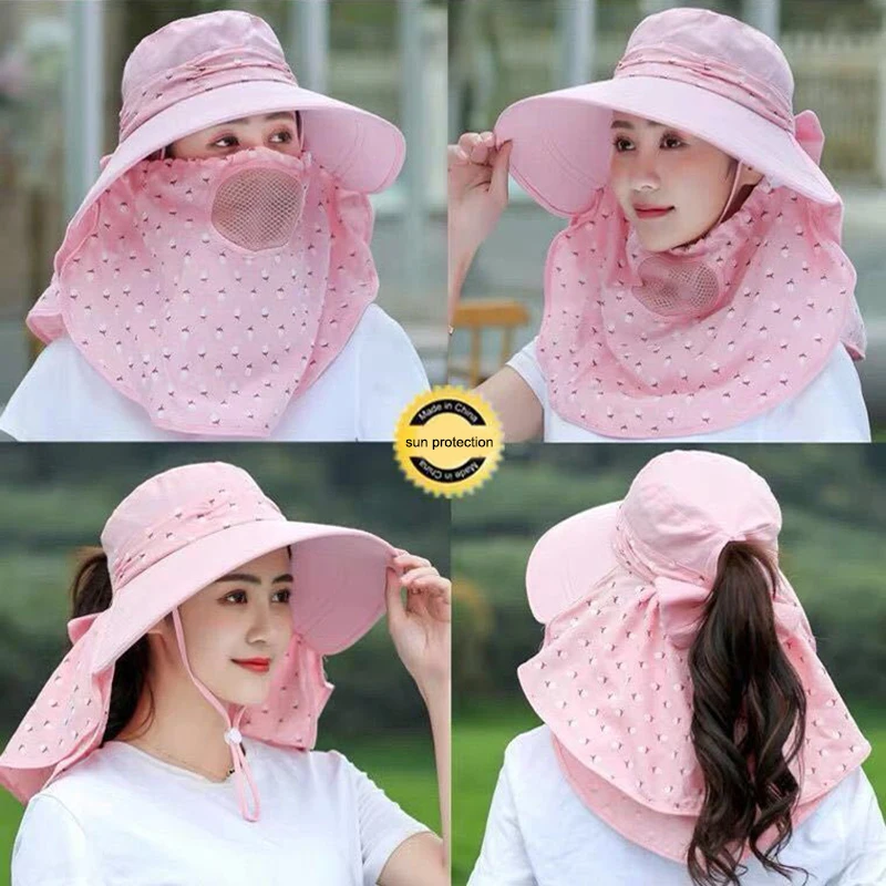 Sun Hat Female Summer Hat Cover Face Breathable Sun Hat All-match Summer Hat with Big Rim Anti-ultraviolet Cycling Sunhat