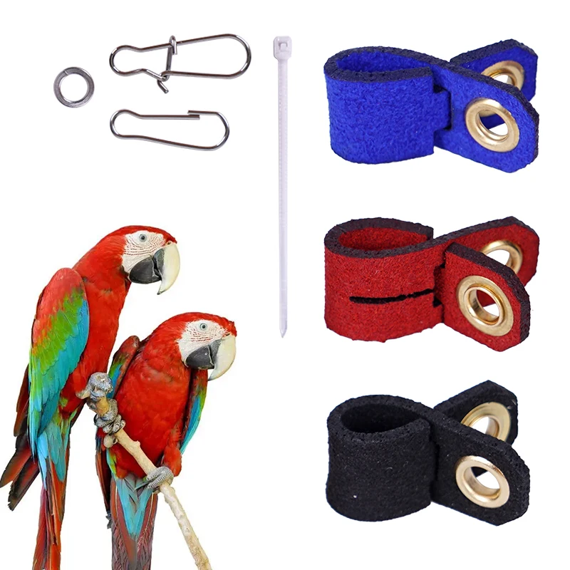 Pet Parrot Bird Leg Ring Ankle Foot Chain Leather Feet Ring Parrot Foot Live Buckle  Pigeon Velvet Foot Cover Accessories