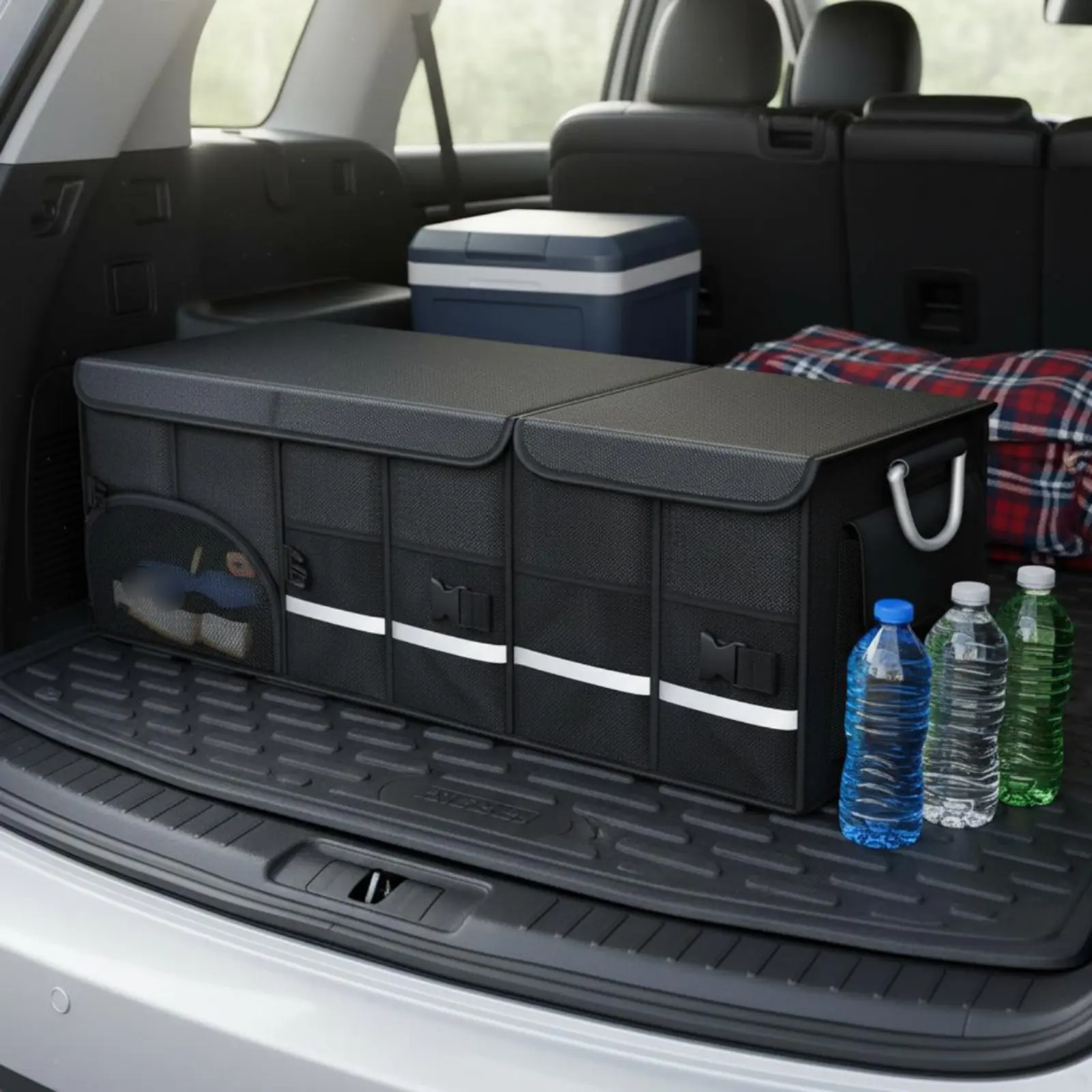 

Trunk Storage Box Large Capacity Foldable Car Organizer SUV Trunk Container Multi-Compartment Foldable Luggage Container