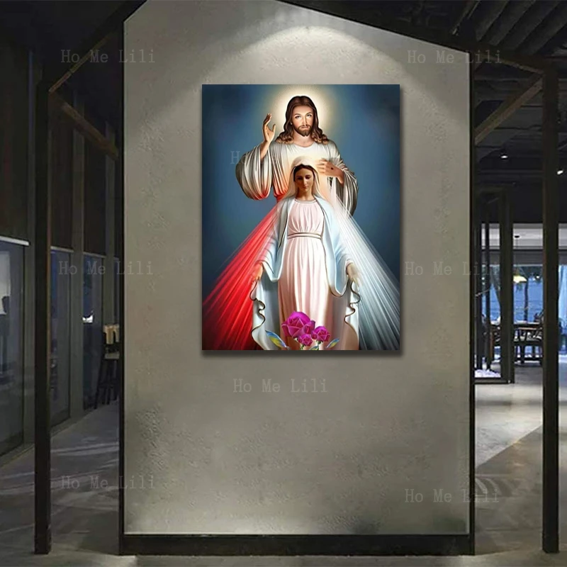 Jesus And His Mother Were Devout Prayerful Religious Believers In Christ The Lord Canvas Wall Art For Livingroom Decor