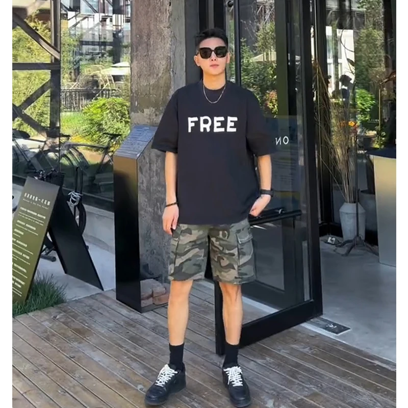 

Мужские летние шорты-карго в американском ретро-стиле с камуфляжным принтом, модные, для уличной моды, Haome Loggers, бриджи до колен