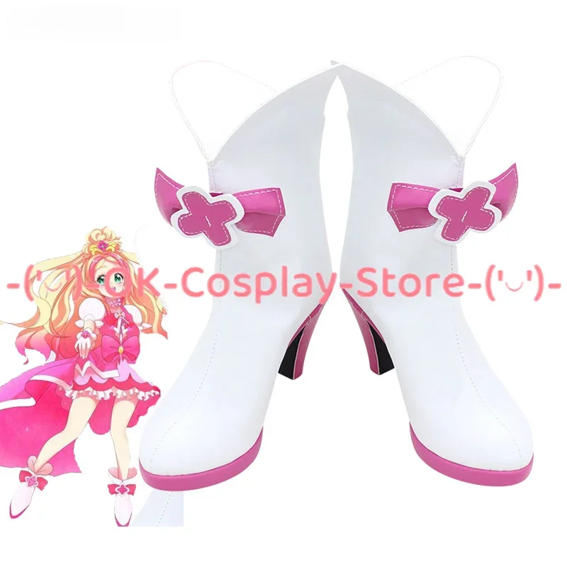 KiraKira Cure Flora Cosplay Shoes Halloween Carnival Boots PU Leather Shoes Cosplay Prop Custom Made