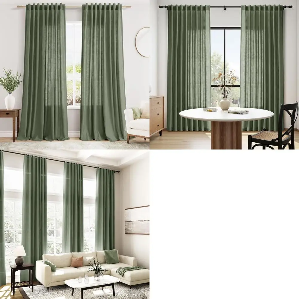 

96 полупрозрачных льняных штор с креплением на петлях, светопропускающие, дышащие, в современном стиле для домашнего декора