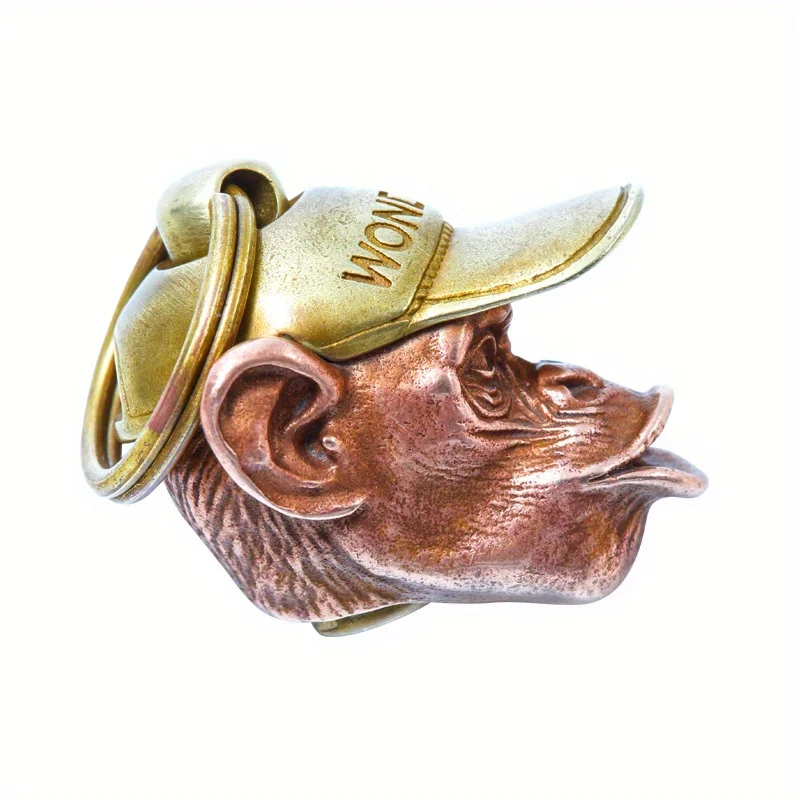 Brass Animal Gorilla Monkey Statue Antique Collection Pendant Exquisite EDC DIY Woven Paracord Lanyard Keychain Pendants A