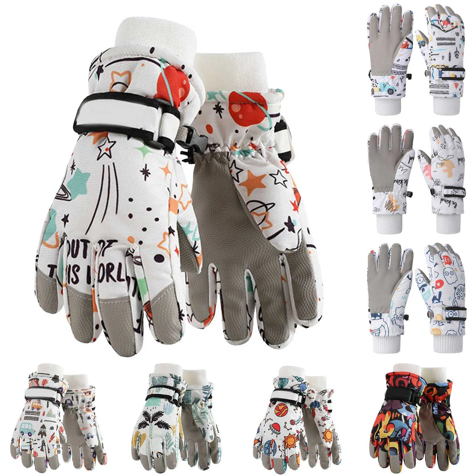 

Kids Winter Gloves Thermal Waterproof Boys Girls Cartoon Ski Mittens Touchscreen Cold Windproof for Children for Snowboarding