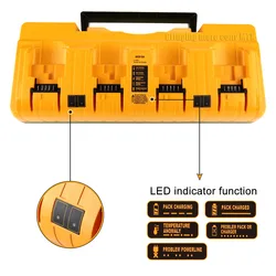 NEW DCB104 Charger Rapid Optimum 4 Port 3A Chargin Current For Dewalt 12V 14.4V 18V 20V Flex Volt Lithium