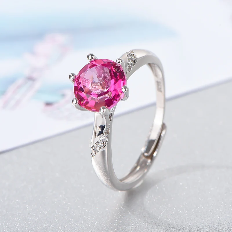 Natural Topaz Simple 925 Silver Pink Topaz Ring for Daily Wear 8mm*8mm 2ct VVS Grade Silver Ring Sterling Silver Topaz Jewelry