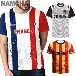 Men's Football Match T-Shirt France Spain Germany Soccer Fan Casual Personalised Short Sleeve Watching Ball Competition Clothing