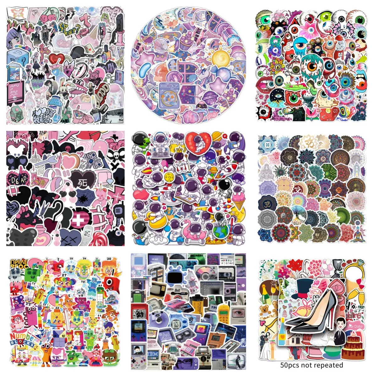 10/30/50PCS Cartoon Fantasy Universe Candy Sticker Graffiti iPad Helmet Car Water Cup  DIY Wall Sticker Toy Decoration Wholesale