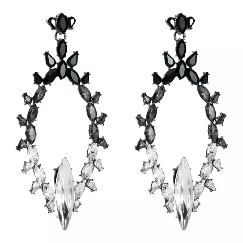 New personalized rhinestone earrings, women's sexy gradual change color rhinestone exaggerated earrings accessories earrings