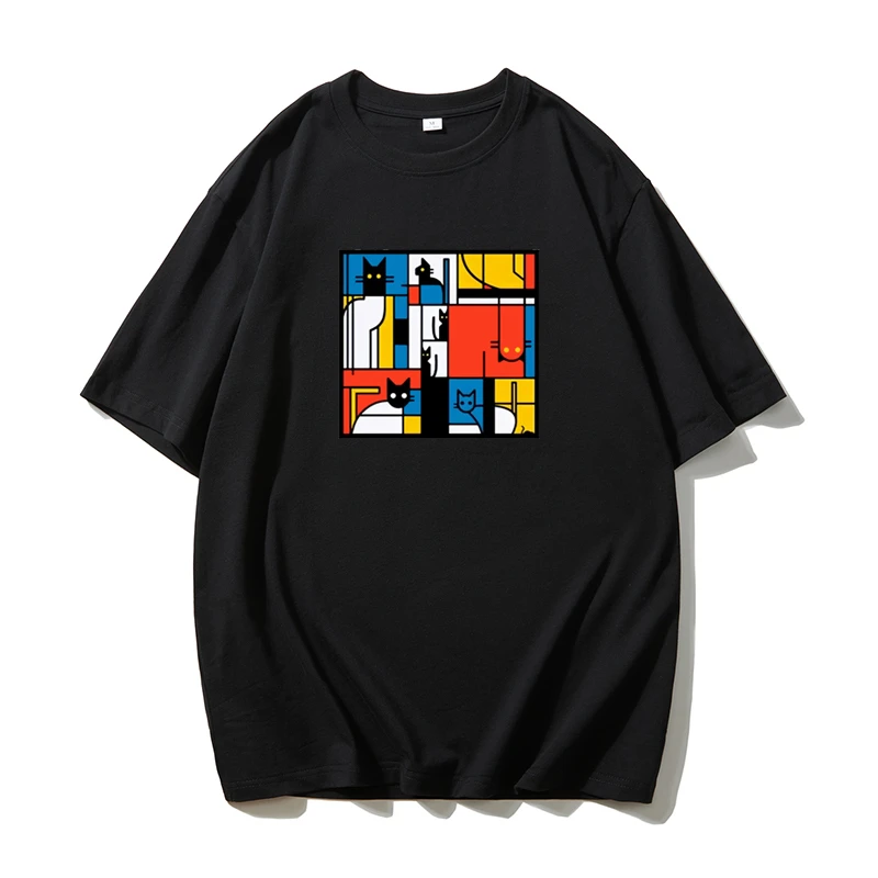 

Новая летняя футболка с клетчатым узором и рисунком кота 2025 года — это модный свободный топ с короткими рукавами для мужчин и женщин.