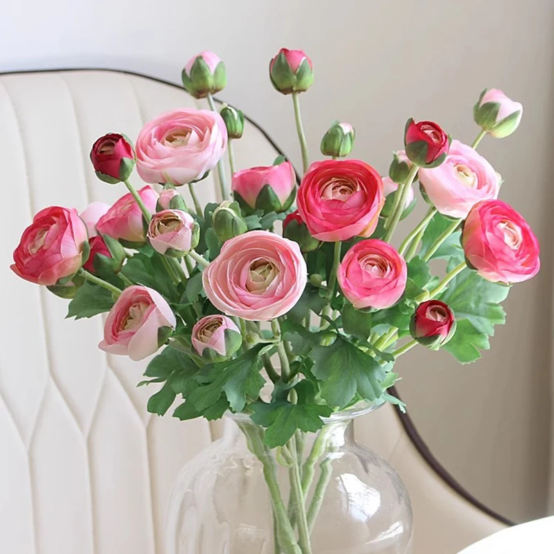 3 pcs Artificial Flowers Persian Ranunculus Asian Buttercup Suitable for Core Decoration,Wedding,Home,Artistic Decor