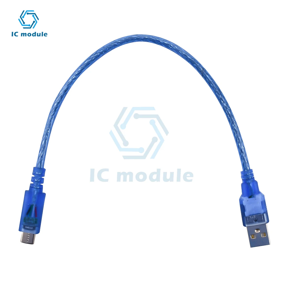 30cm USB 2.0 Male to Type C Male USB Cable Foil Braided Shielding Data Transfer Cable Adapter cord