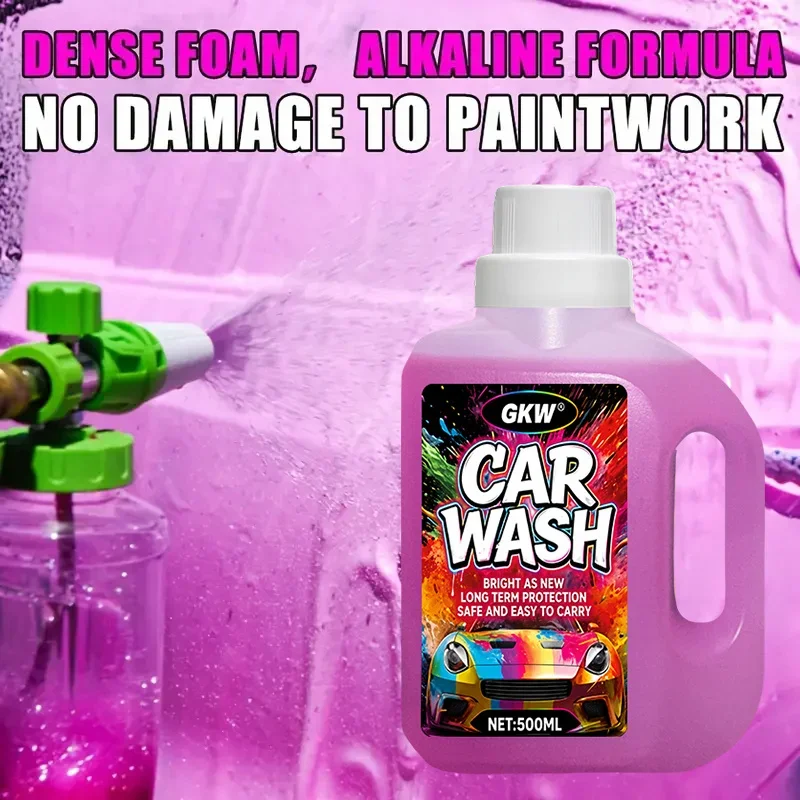 500ml Rosa Hochschäumendes Konzentriertes Autowaschmittel mit Wachs, Spiegelglanz-Lackschutz, für Schaumkanone & Eimer, All-in-One Autopflege – Detail 4