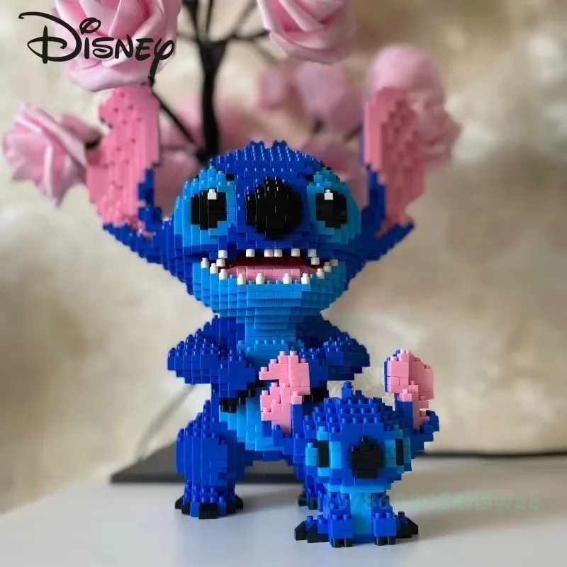 Disney Stitch Building Block 3D Puzzle para Crianças, Mini, Partículas, Brinquedos, Presente de Aniversário, Novo