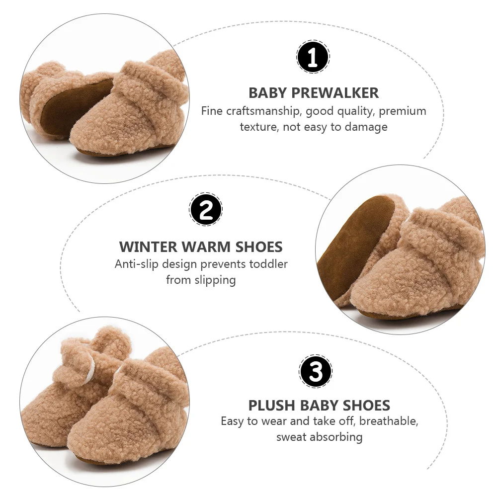1 زوج الطفل Prewalker أحذية الوليد الرضع القطن شتاء دافئ وحيد المضادة للانزلاق الطابق الزحف الأحذية للأطفال الصغار