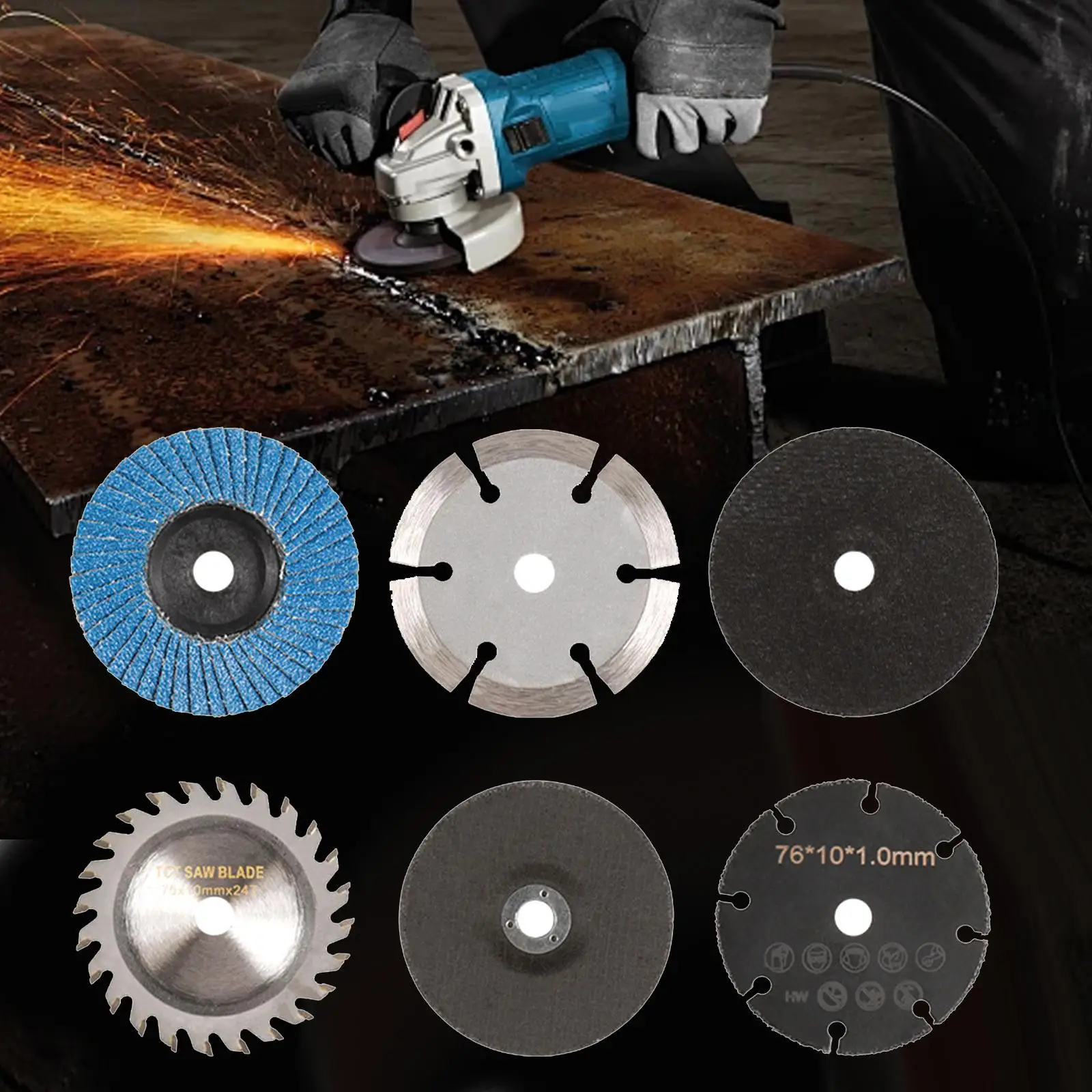 6 Pieces Grinding Sanding Flap Disc Kit Attachment for Angle Grinder Durable