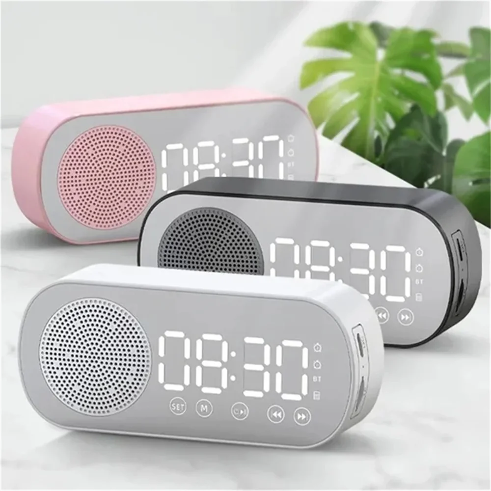 LED Digital Alarm Clock Multifunctional with Wireless Bluetooth Speaker High-Definition Display Table Alarm Clocks Brightness