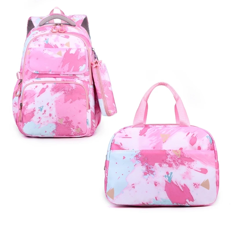 Functional and Fashionable Girls' Rucksack with Lunch Bag and Pencil Case Set Practical for School and Library