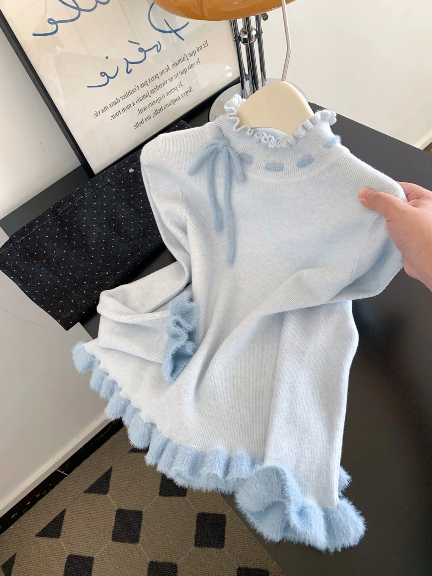 Gentle Agel Long Sve Top tricoté Winter Wood ain Super Beautiful Base irt Overhead irt Commute Sle K...