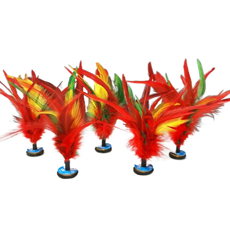 

1Pc ChildrenEntertainment Colorful Feather Shuttlecock China Jianzi Foot Kick Hand Wheel Fancy Chicken Feather Shuttlecock