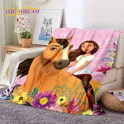 Spirit Riding Free Cartoon Horses Soft Blankets,Keep Warm Throw Blanket Comfortable for Picnic Beds Sofa Home Bedroom Gift Girl