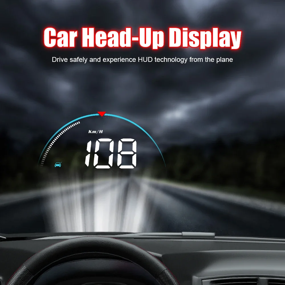 OBD2 LED Colorful HD Head Up Display Speedometer Speed RPM Fuel Consumption Driving Time With Alarm Buzz Windshield Projector M8