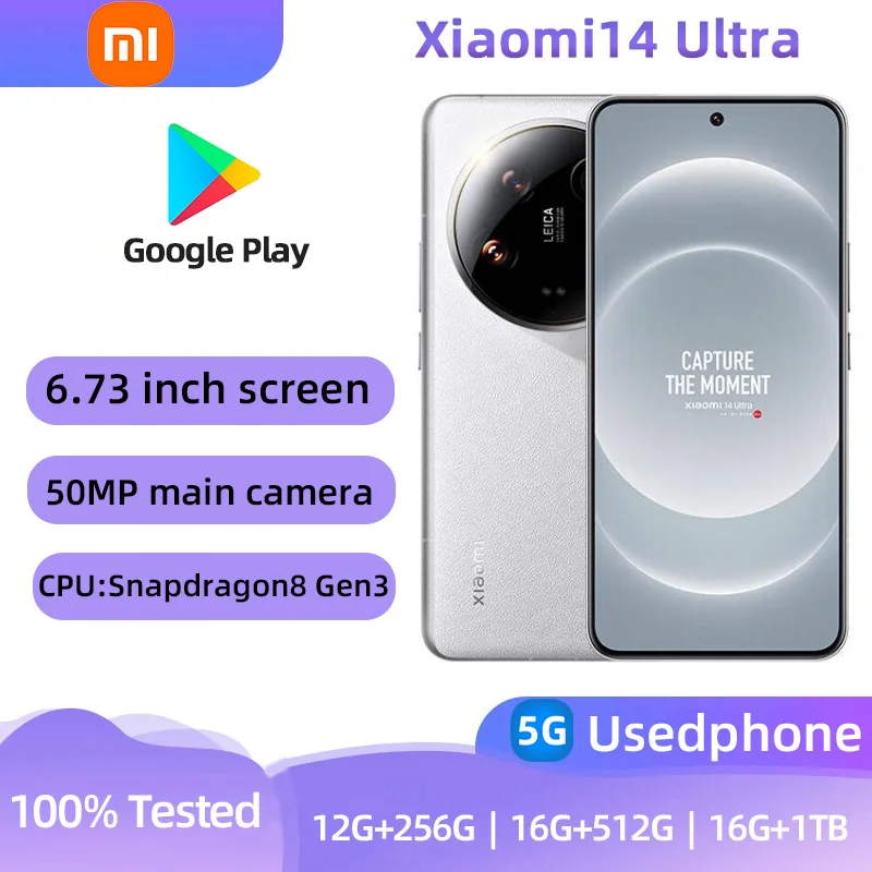 Xiaomi 14 Ultra 5G Android 12GB+256GB Smartphone Snapdragon8 Gen 3 6.73 inches 120HZ Screen 50MP Leica Camera Used Phone