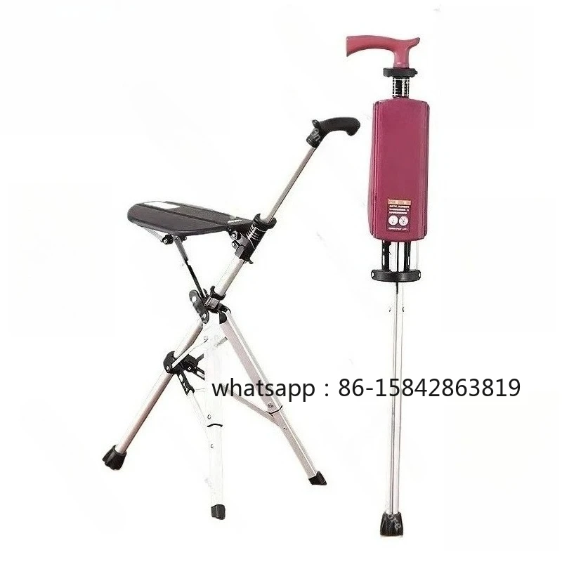 Elderly Cane Stool Non-slip Cane with Stool Folding Portable Seat The Elderly Chair Cane