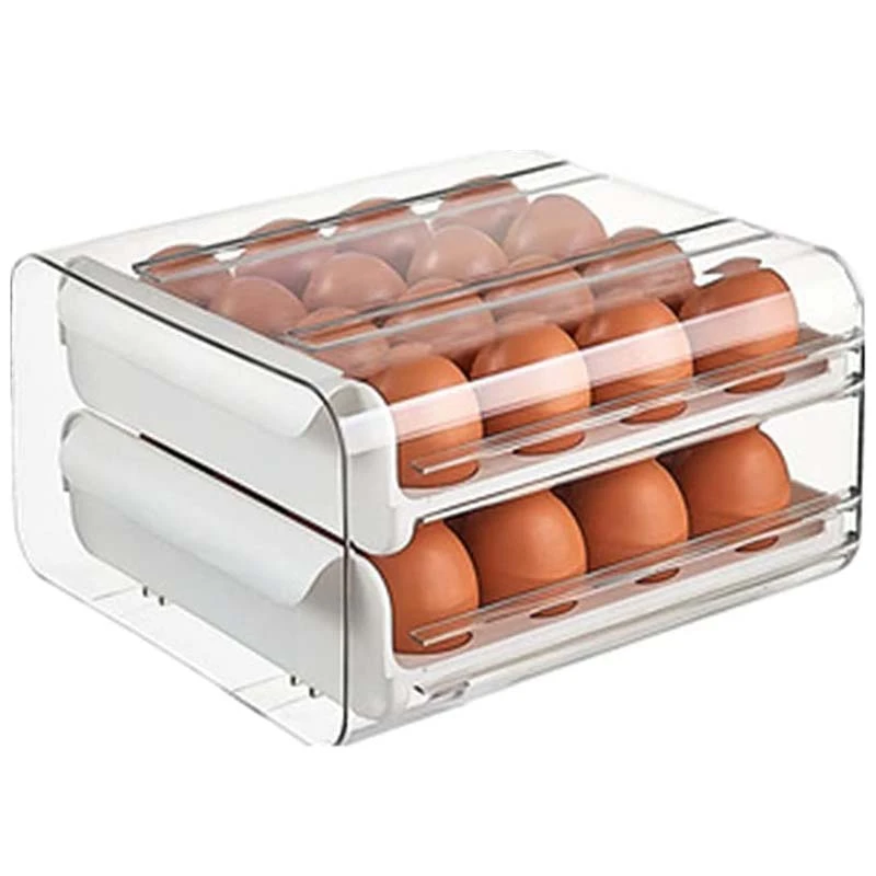 

BEAU-32 Grid Egg Storage Double-Layer Drawer Type Egg Box For Fridge Egg Container Shelf Saving Kitchen Egg Storage Box