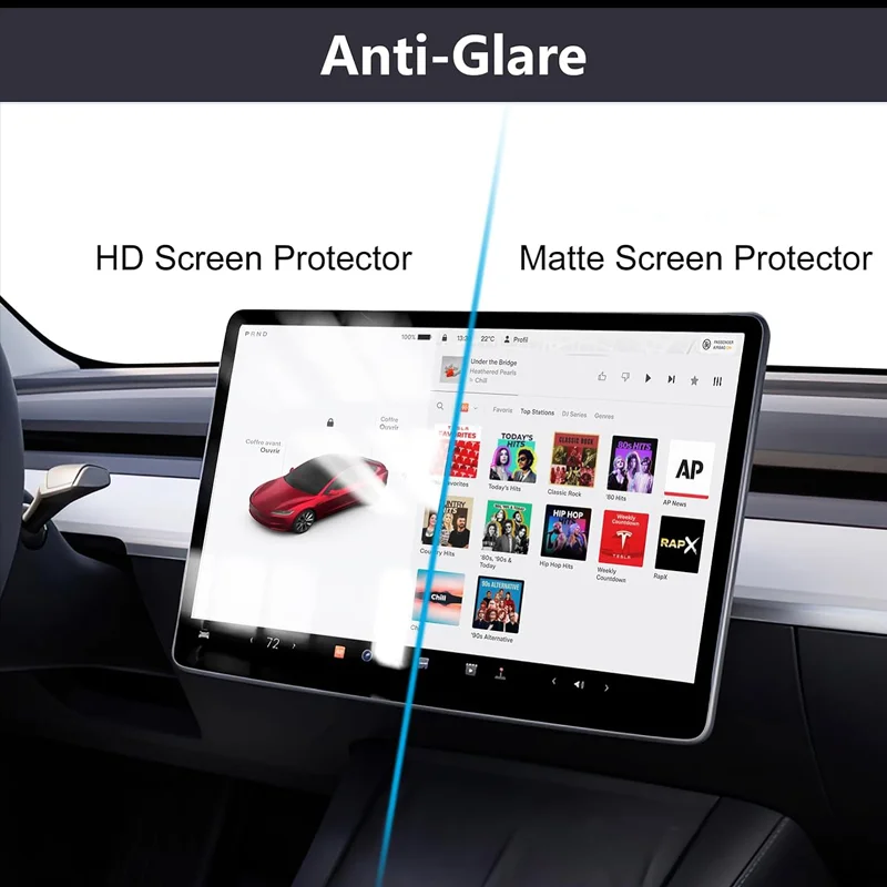 Displayschutzfolie aus gehärtetem Glas für Tesla Model 3, Highland 2024, Modell Y Juniper 2022, hinterer mittlerer Steuerbildschirm – Detail 2