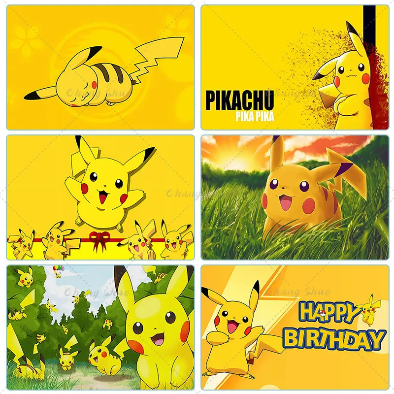 Pikachu Pokemon Party Background Boy Birthday Background Wall Pikachu Baby Party Photo Studio Cake Banner Poster Decoration