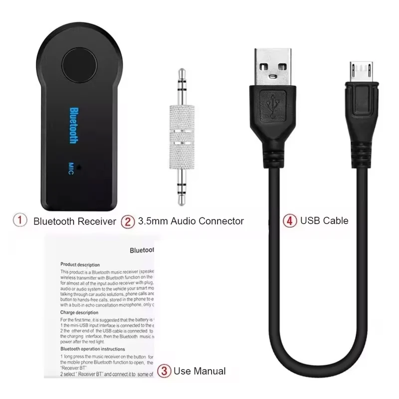 Bluetooth Aux Car Handsfree Kit 3.5mm Wireless Aux To Bluetooth Adaptor Audio Music Receiver Mini MP3 USB BT V3.0 Player New