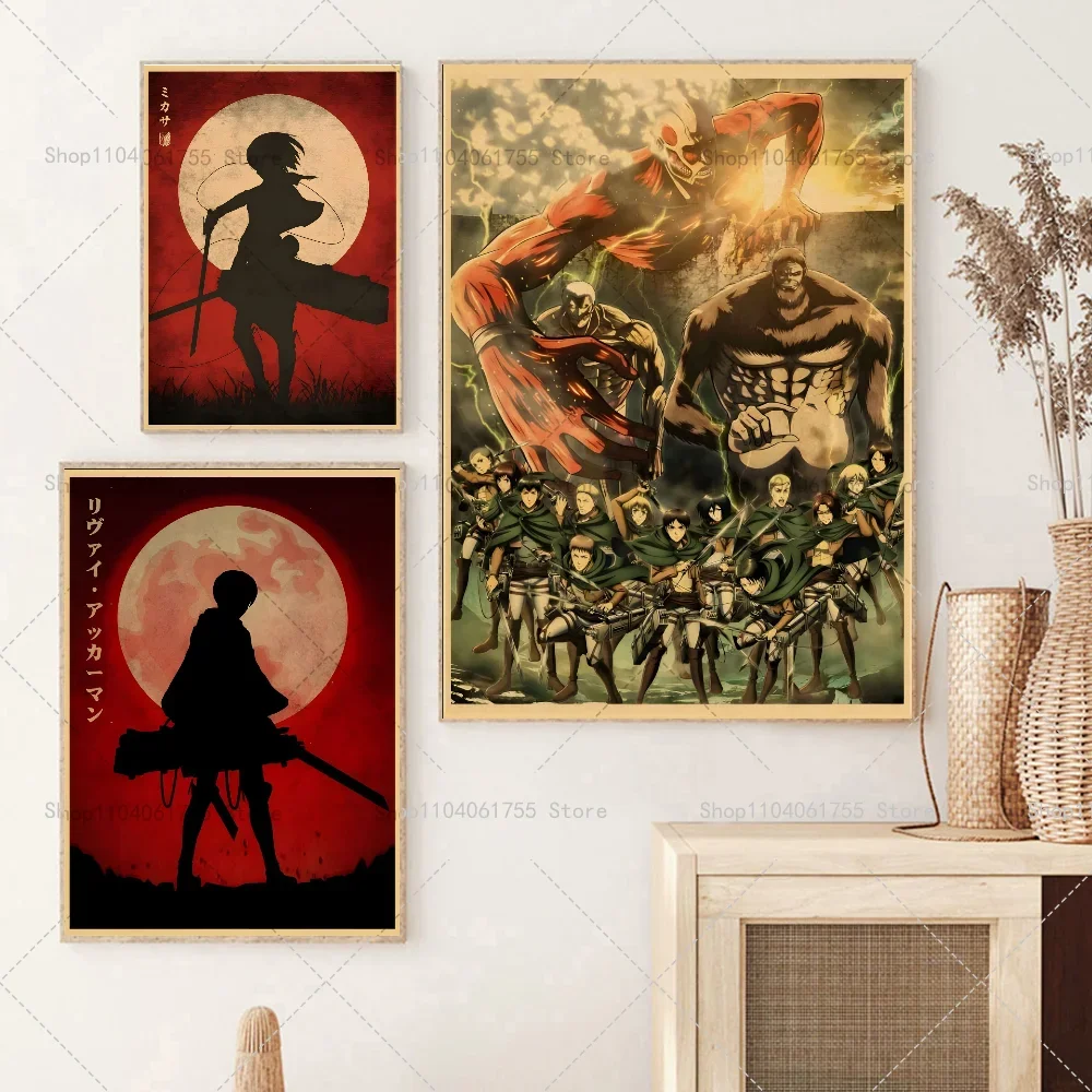 1PC Classic Anime Attack On Titan Season 4 Poster Self-adhesive Art Waterproof Paper Sticker Coffee House Bar Room Wall Decor