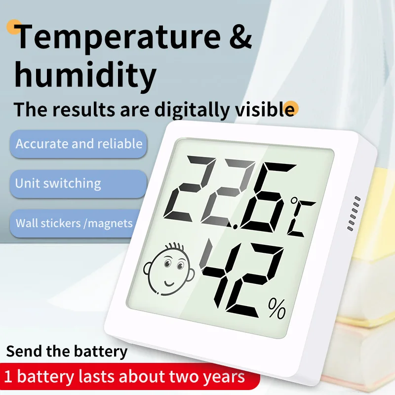 Mini Smile indoor and outdoor weather station LCD Electronic Digital air humidity meter and temperature Smart Home