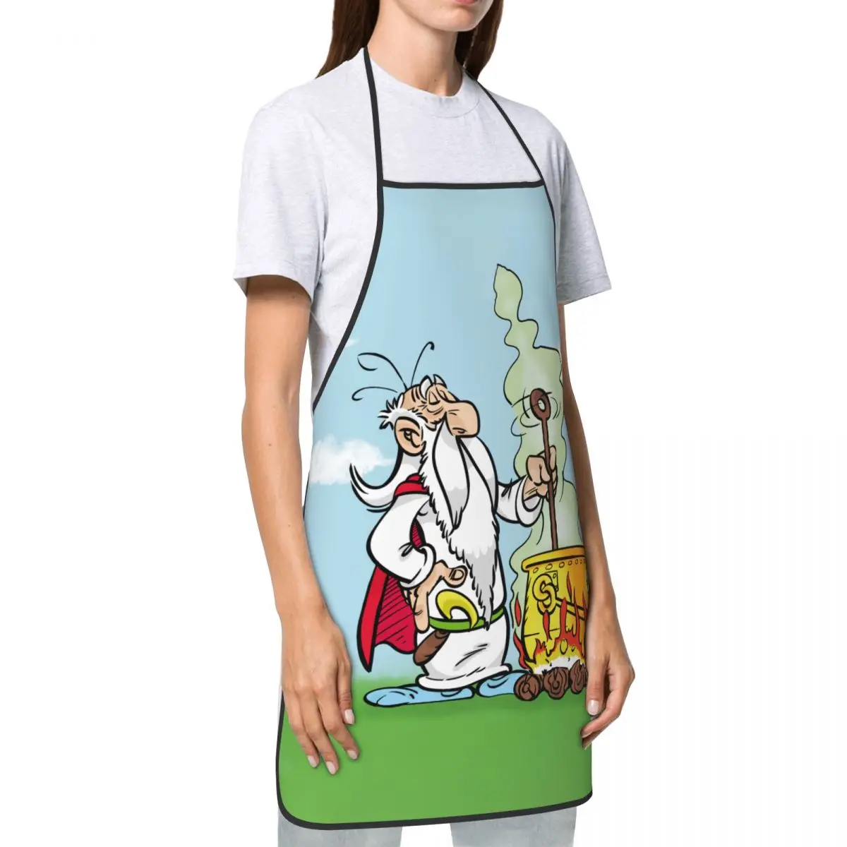 Custom Bib Getafix Cooking Magic Potion Aprons Men Women Adult Chef Kitchen Cooking Comics Asterix Tablier Cuisine Painting